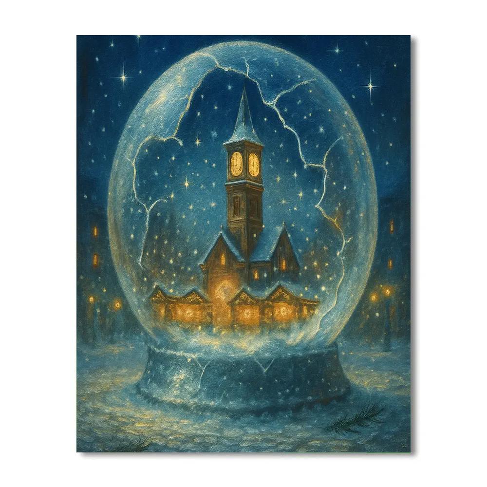 Clocktower Snowglobe Evening DIY paint by numbers