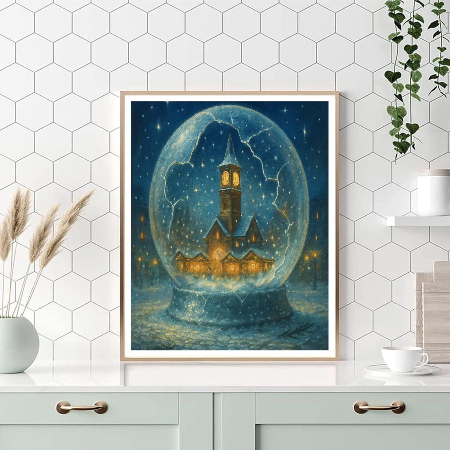 Clocktower Snowglobe Evening DIY paint by numbers