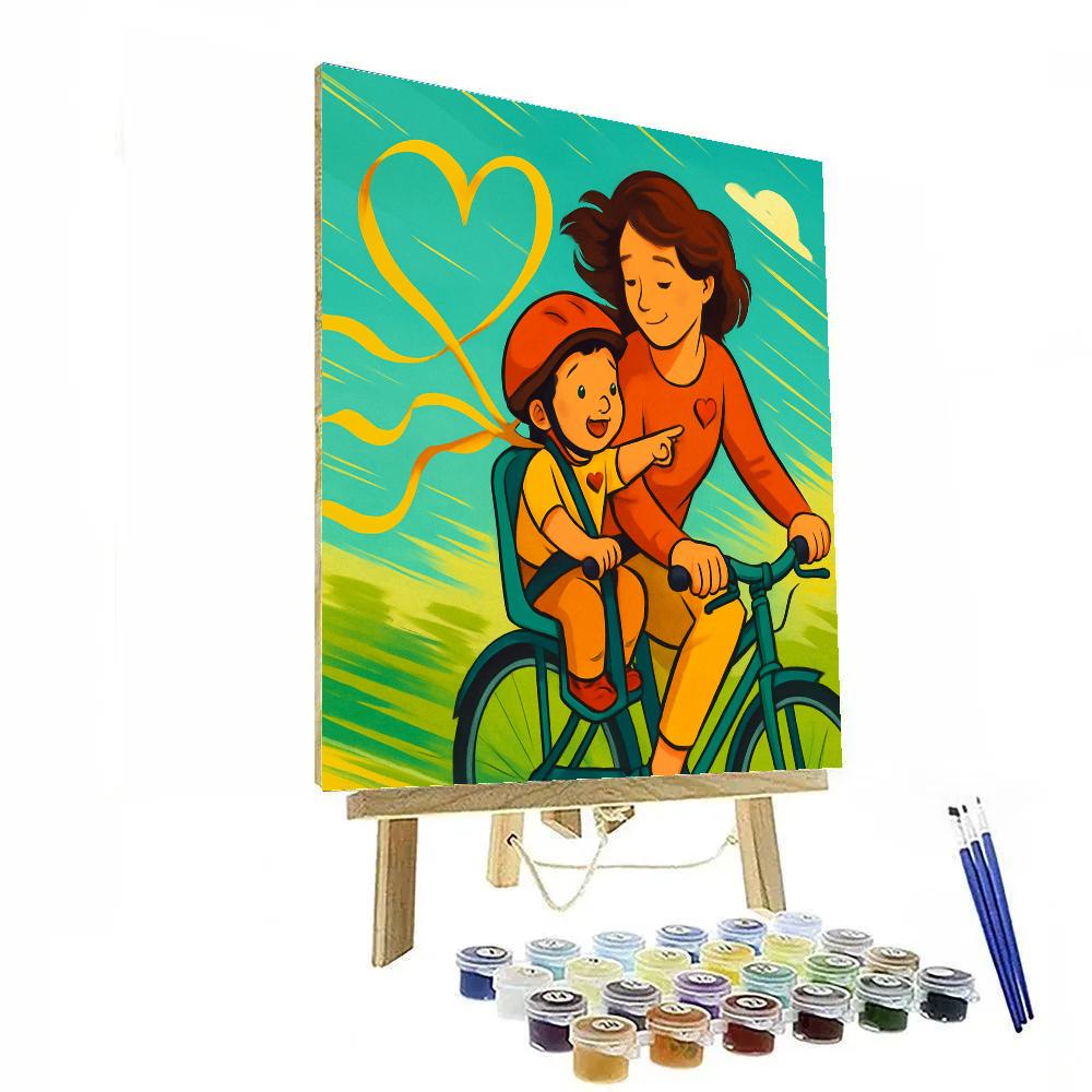 Mother And Child Bike Ride With Streamers paint by number