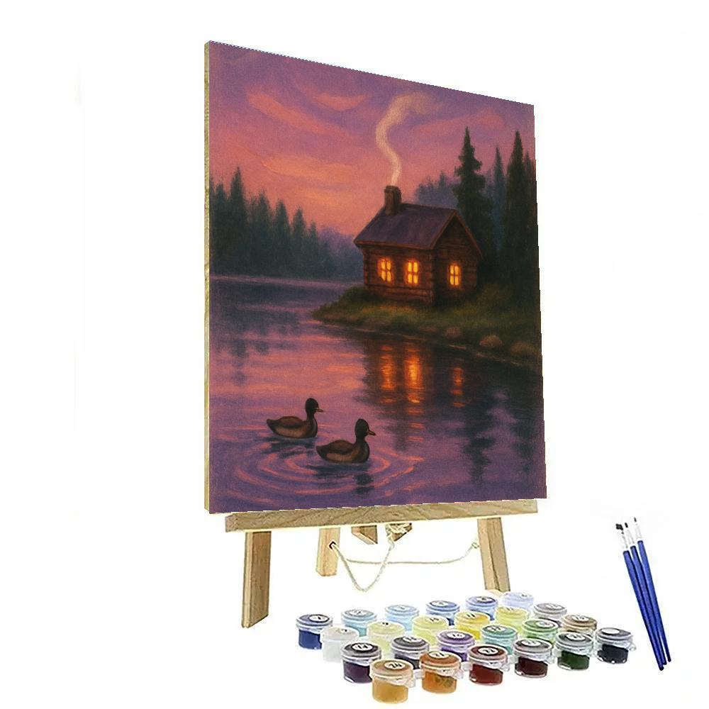 Lakeside Cabin Cocoa Twilight paint by numbers