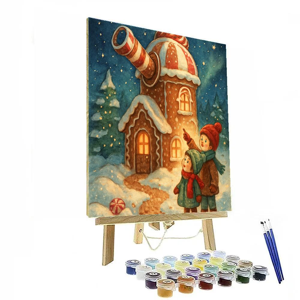 Gingerbread Observatory On The Hill Numbered painting kits