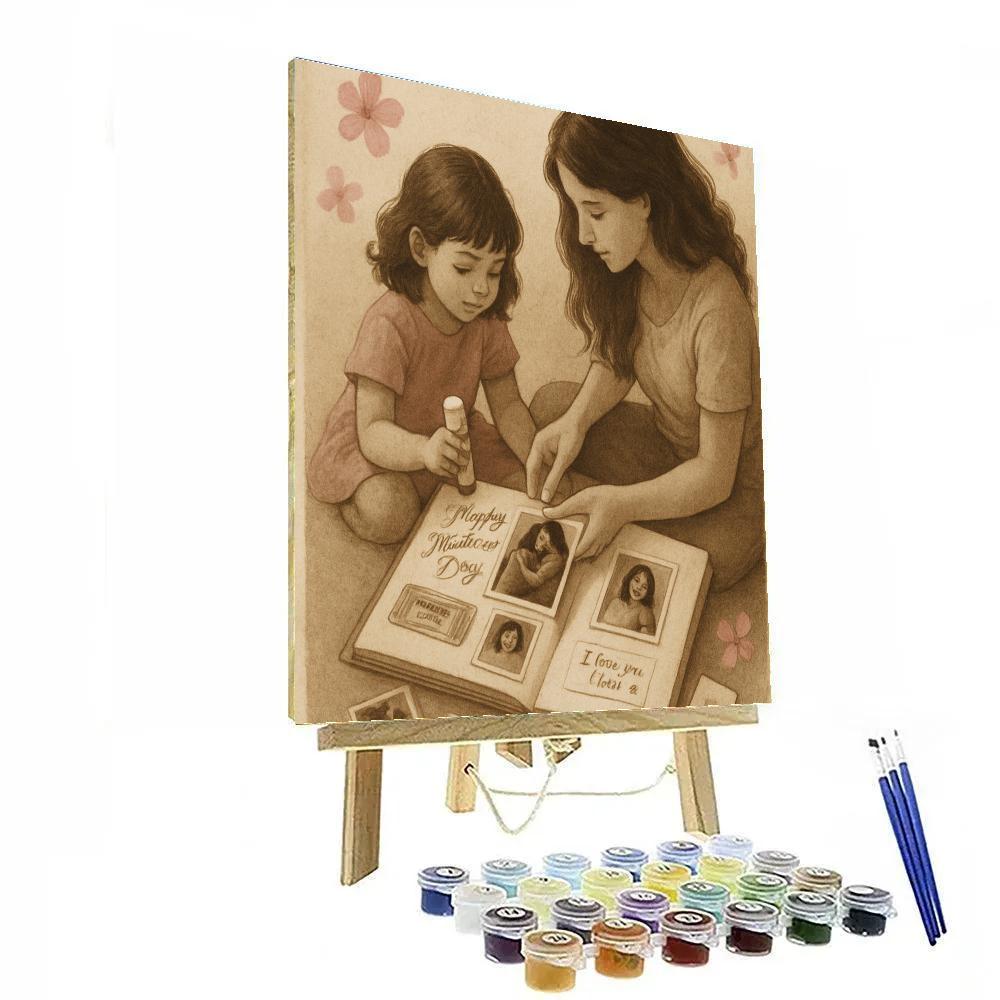 Photo Album Memory Page With Mom painting number kit