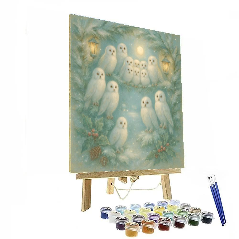 The Silent Choir Of Pine Owls paint by color