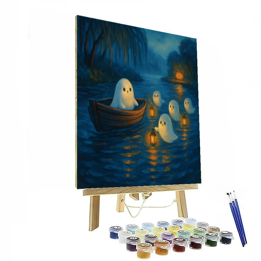 Candlelit Riverboat Of Friendly Spirits Painting by numbers kit