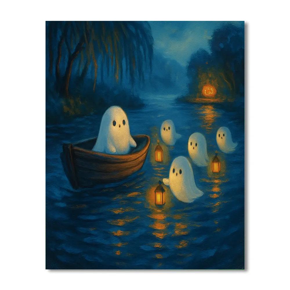 Candlelit Riverboat Of Friendly Spirits Painting by numbers kit