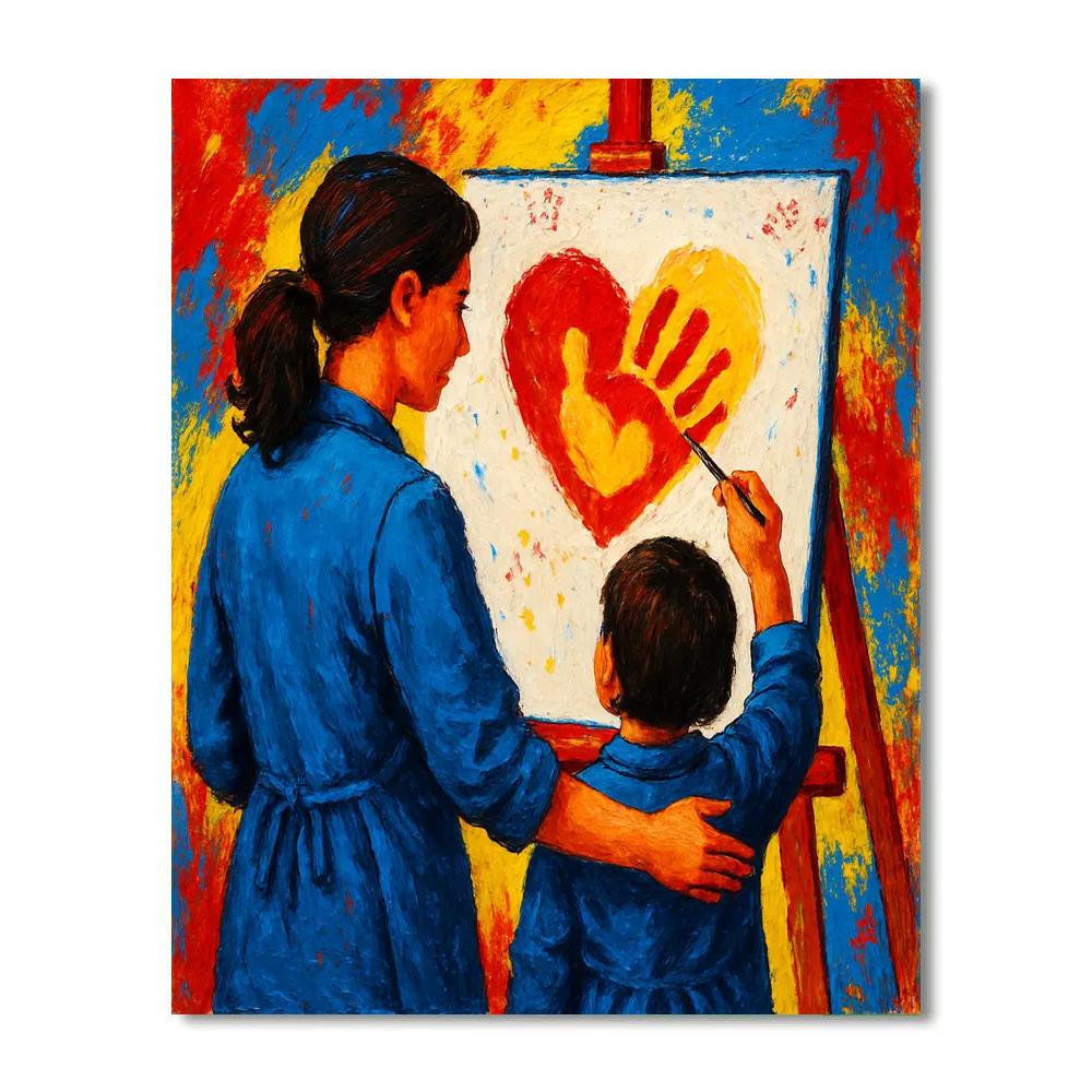 Hands Painted Together Mother Day Canvas Paint by numbers art