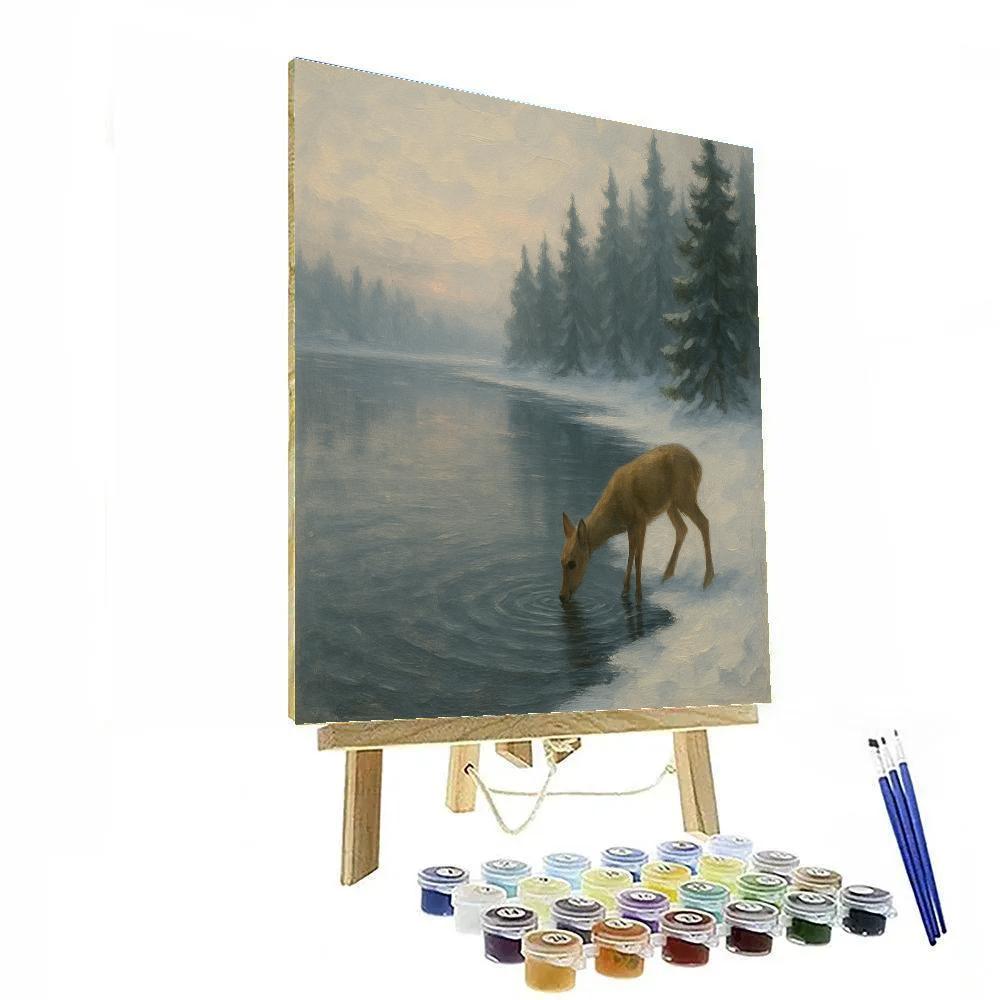 Winter Pines And Quiet Ice Edge DIY paint by numbers