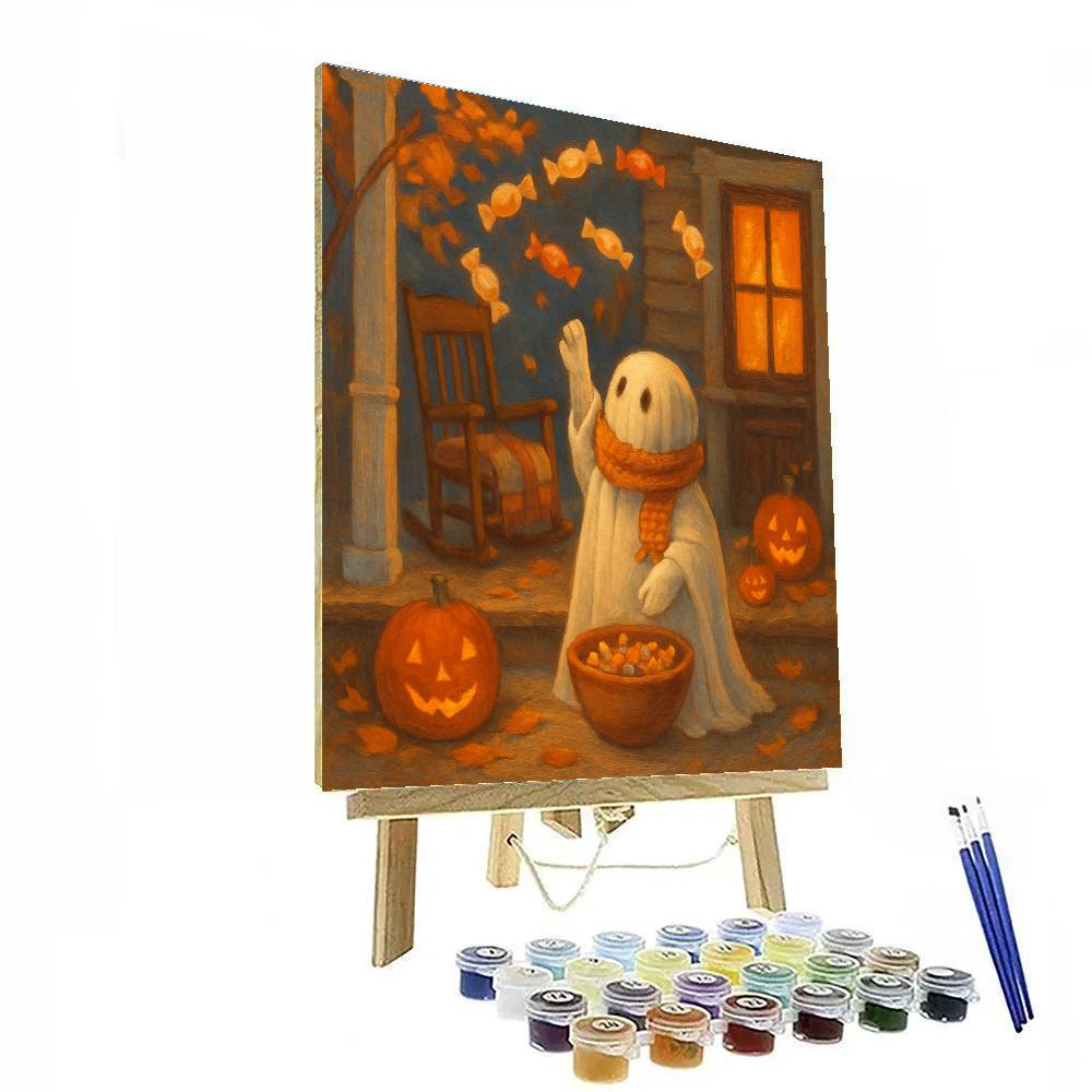 Autumn Porch With Floating Candy Lanterns Number painting