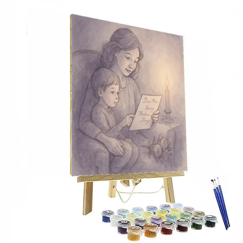 Mother Day Letter Reading In A Quiet Corner Numbered painting kits
