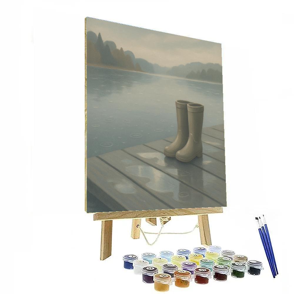 Rainkissed Dock Under Soft Gray Sky painting number kit