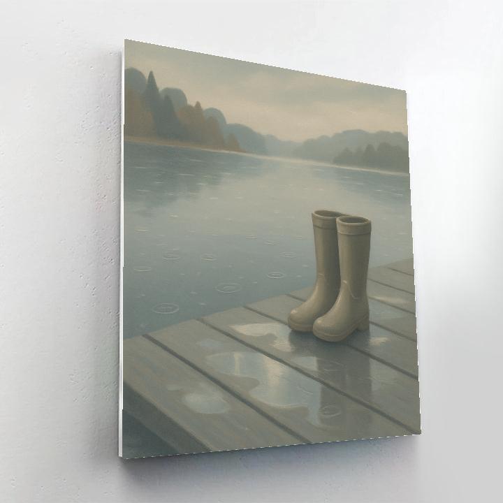 Rainkissed Dock Under Soft Gray Sky painting number kit