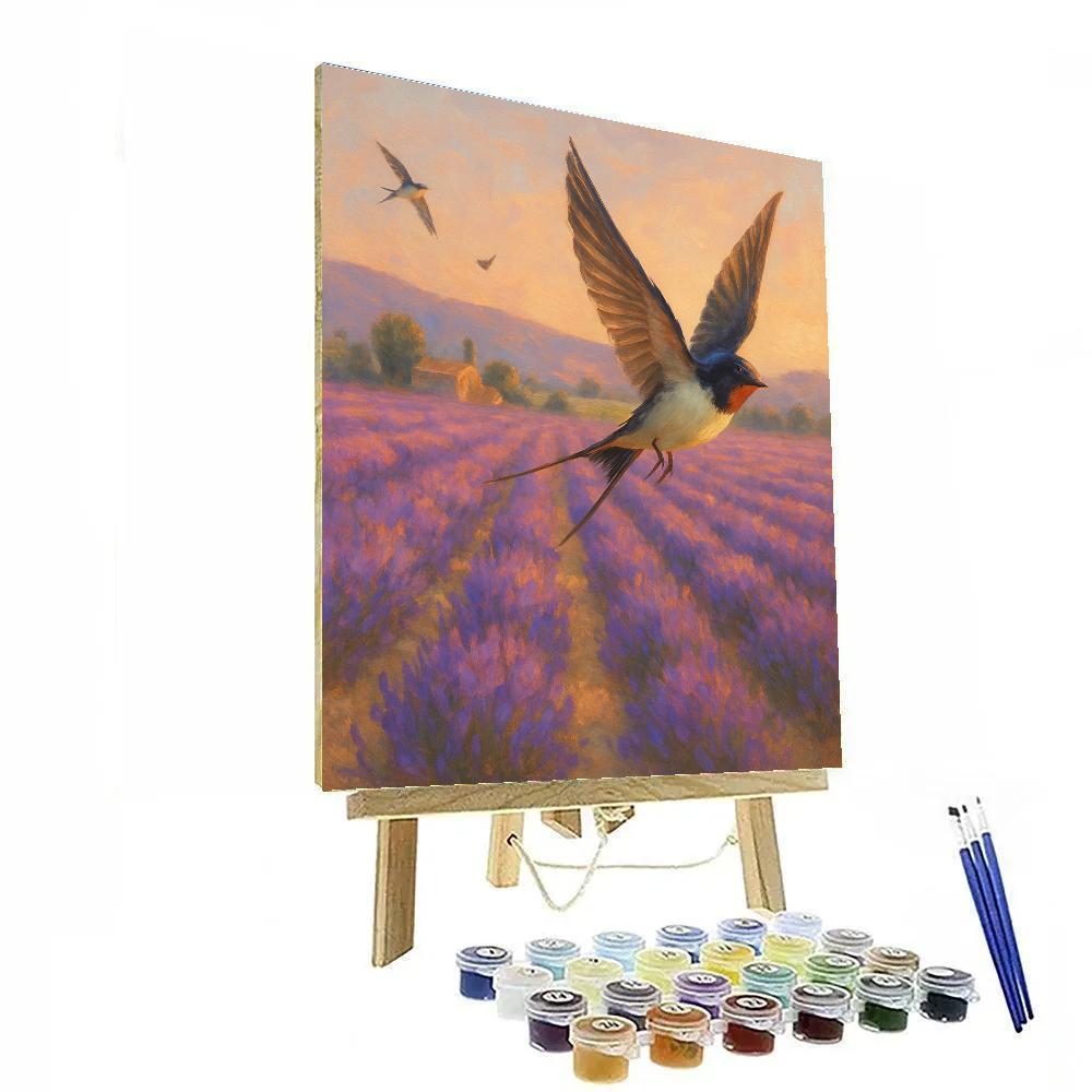 Lavender Field Swallows In Flight paint by numbers