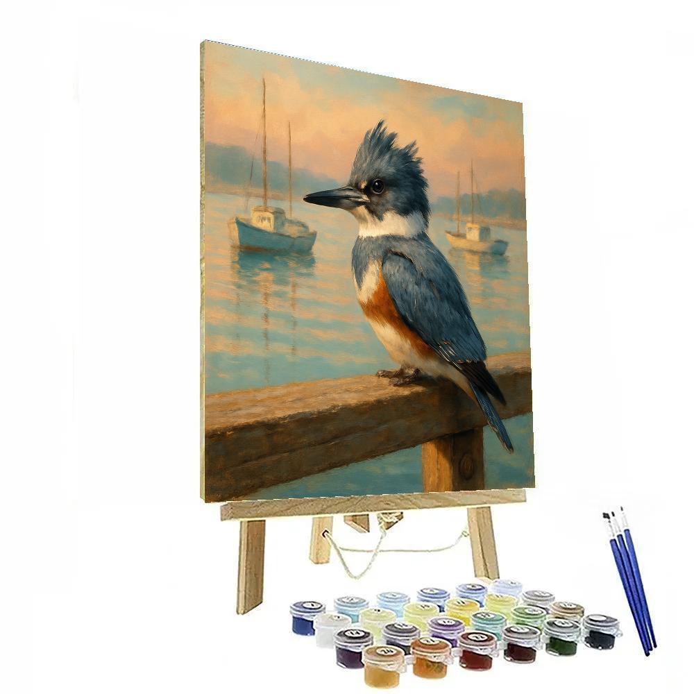 Harbor Rail Kingfisher Rest paint by numbers