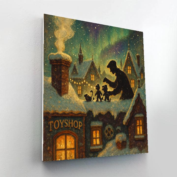 Aurora Over The Toymakers Rooftops paint by color