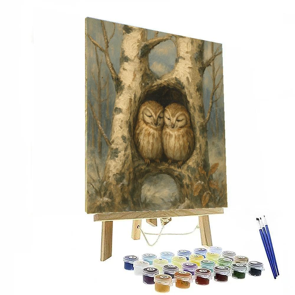 Birch Hollow Owls At First Frost paint by numbers