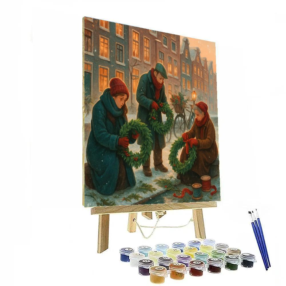 The Wreath Makers Winter Canal paint by numbers
