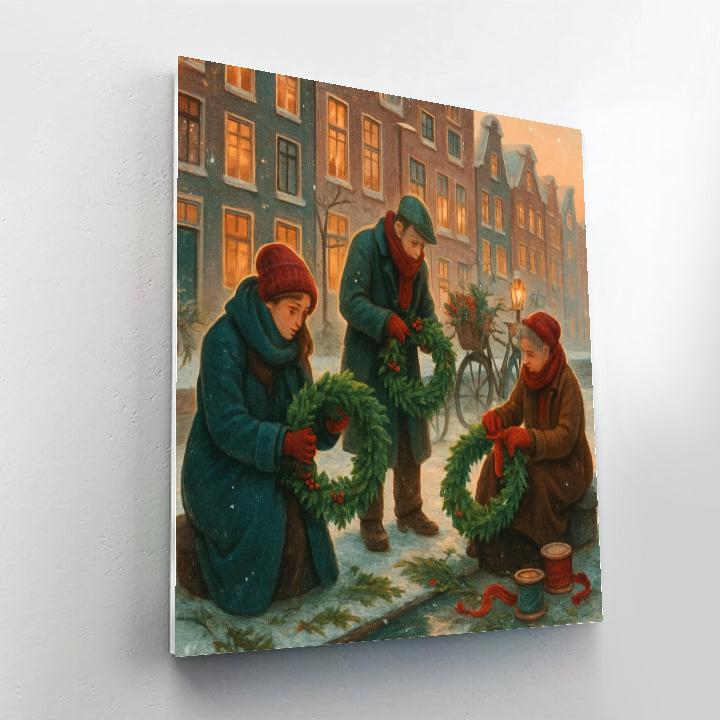 The Wreath Makers Winter Canal paint by numbers