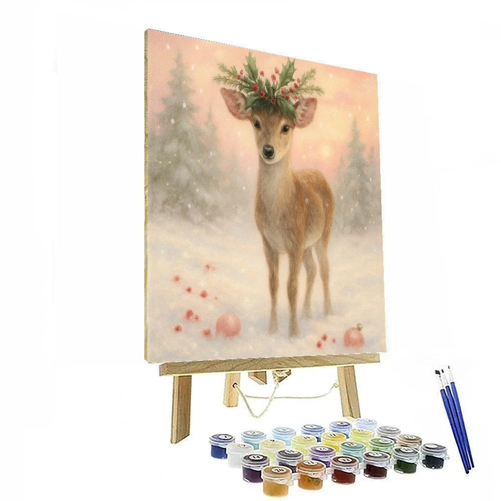 Holly Crowned Snow Deer At Dawn DIY paint by numbers