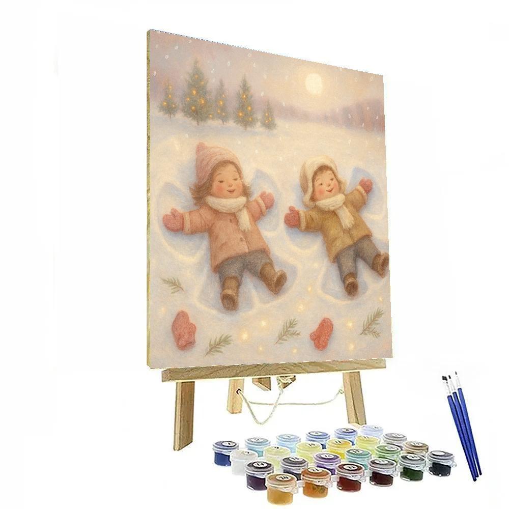 Snow Angel Makers In A Meadow Of Lights Painting by numbers kit