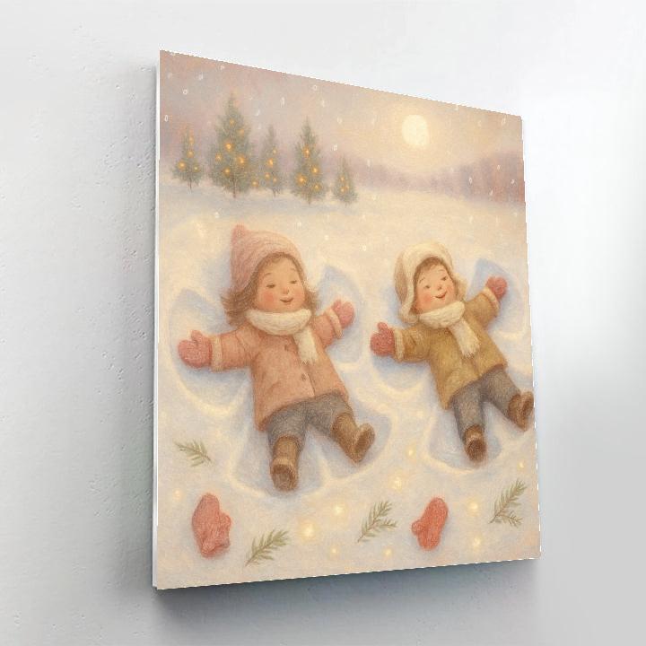 Snow Angel Makers In A Meadow Of Lights Painting by numbers kit