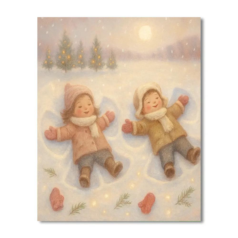 Snow Angel Makers In A Meadow Of Lights Painting by numbers kit