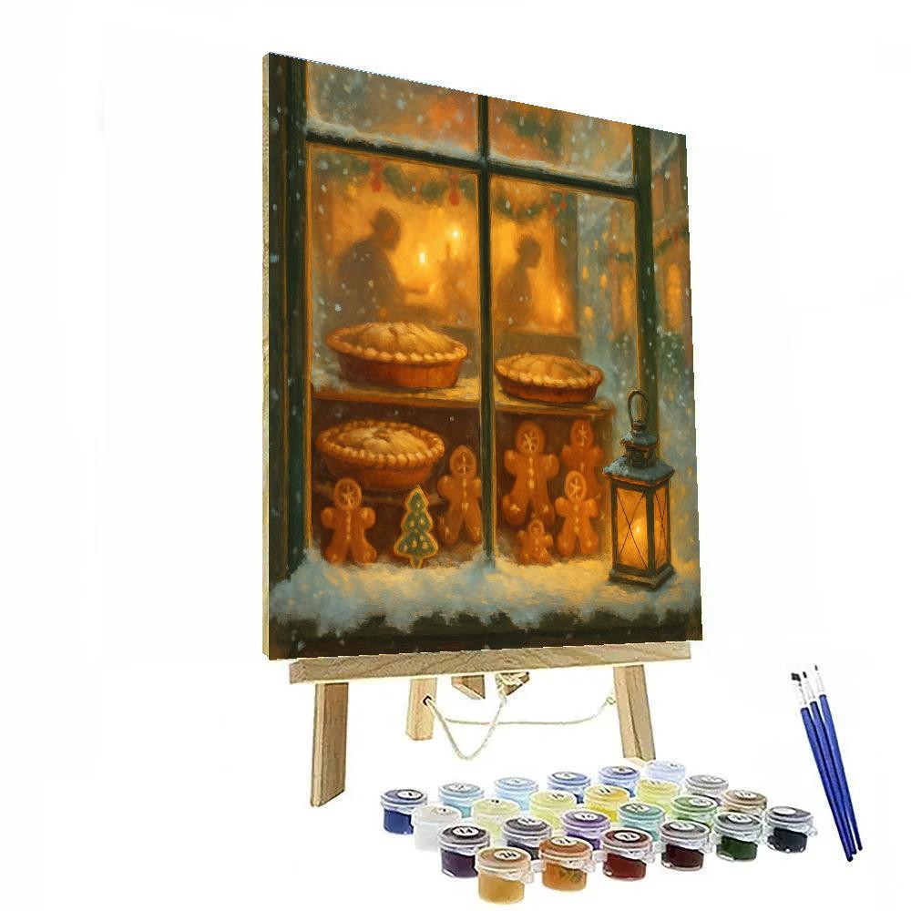 Hearthside Bakery Window In Snow painting number kit