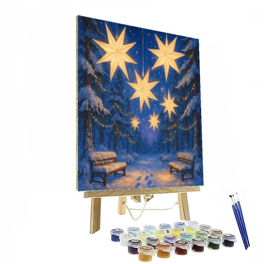 Snowy Cathedral Of Paper Stars paint by number