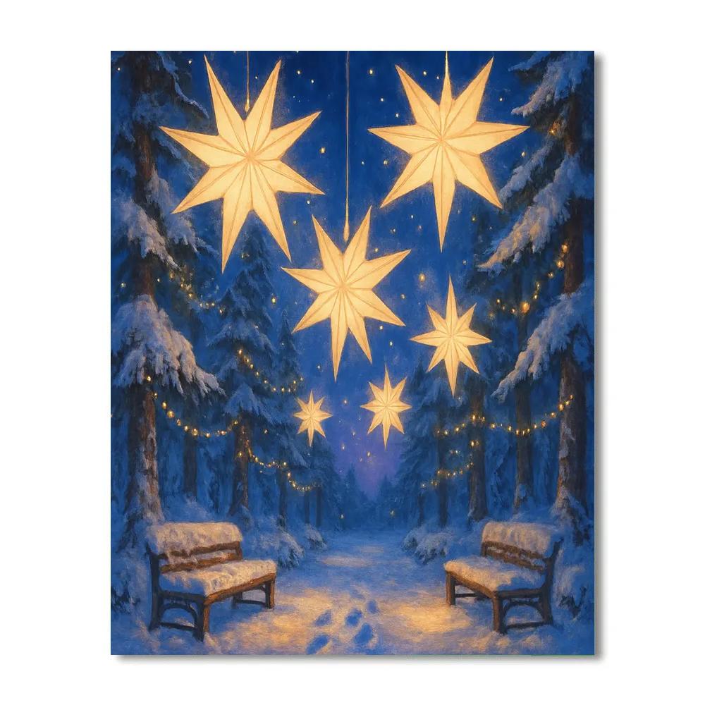 Snowy Cathedral Of Paper Stars paint by number