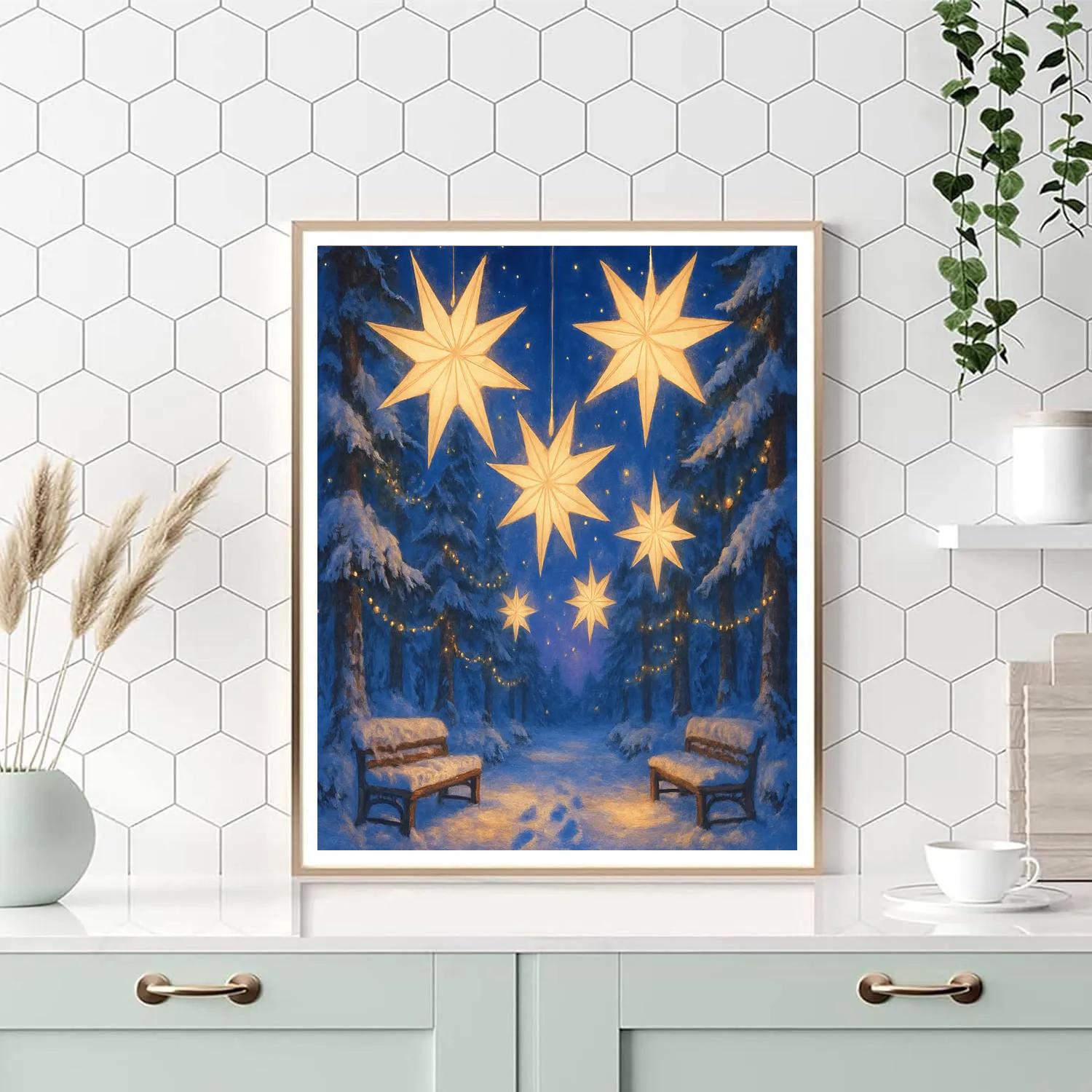 Snowy Cathedral Of Paper Stars paint by number