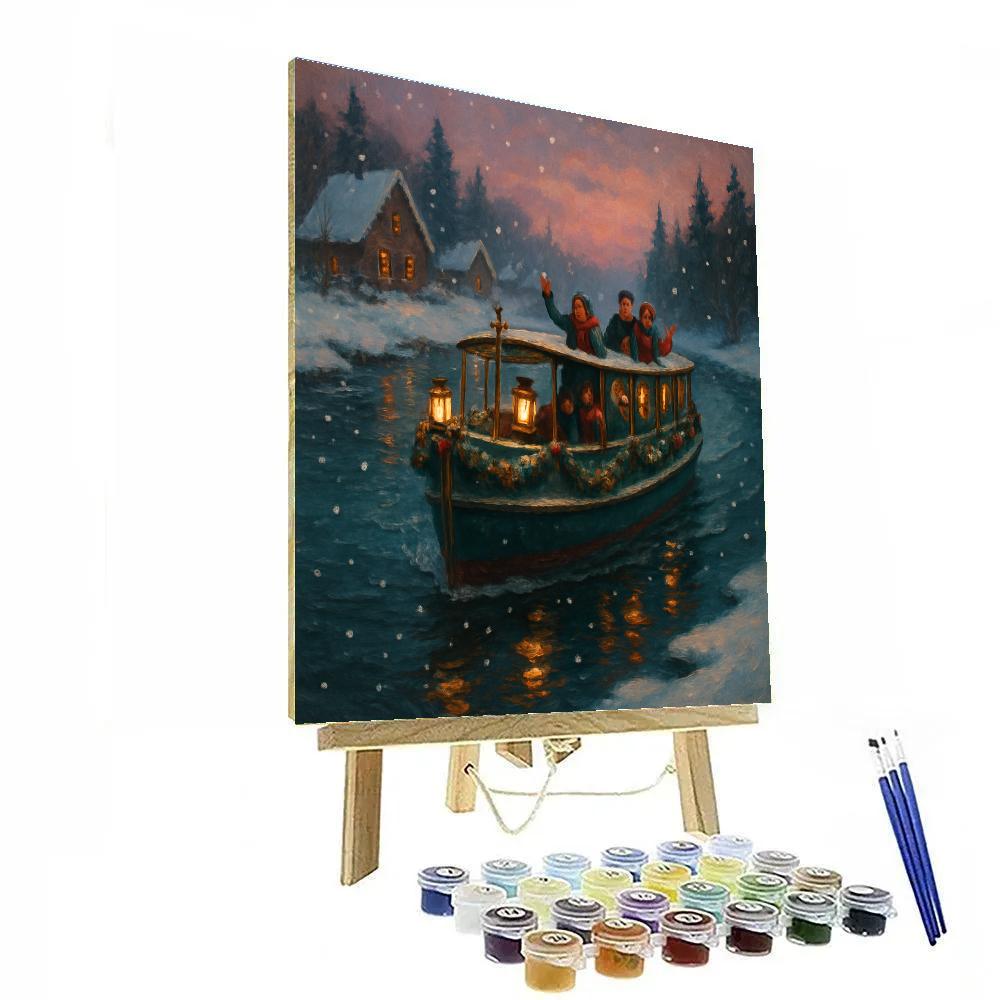 Winter Riverboat With Garland Rails DIY paint by numbers