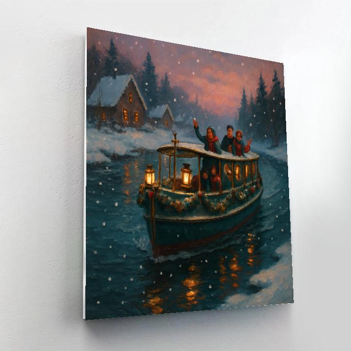 Winter Riverboat With Garland Rails DIY paint by numbers