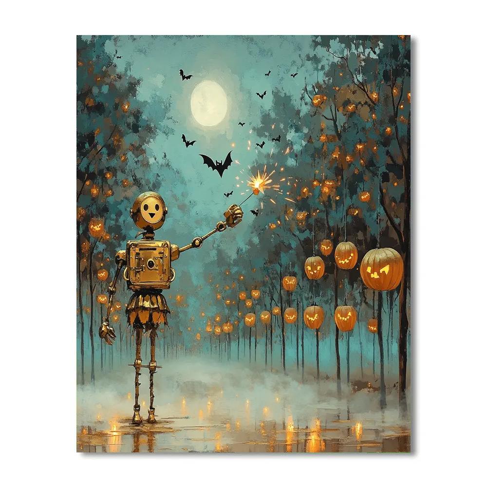 Clockwork Orchard Haunted Lantern Parade paint by number
