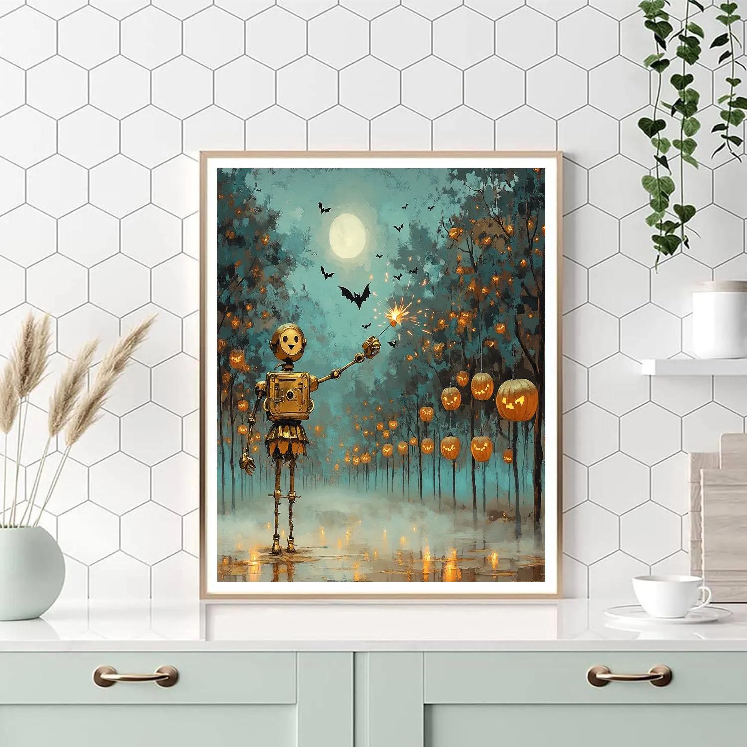 Clockwork Orchard Haunted Lantern Parade paint by number