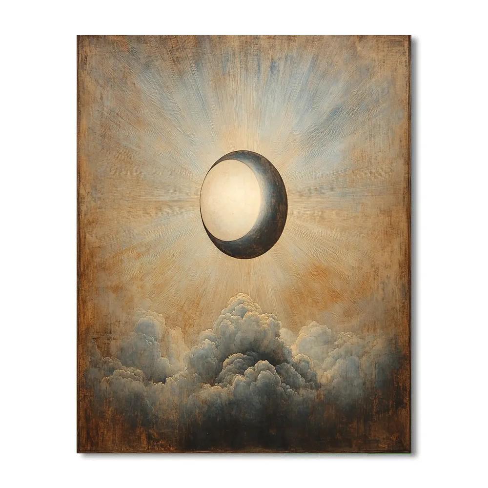 Michelangelo Inspired Eclipse Over Marble Clouds Painting by numbers kit
