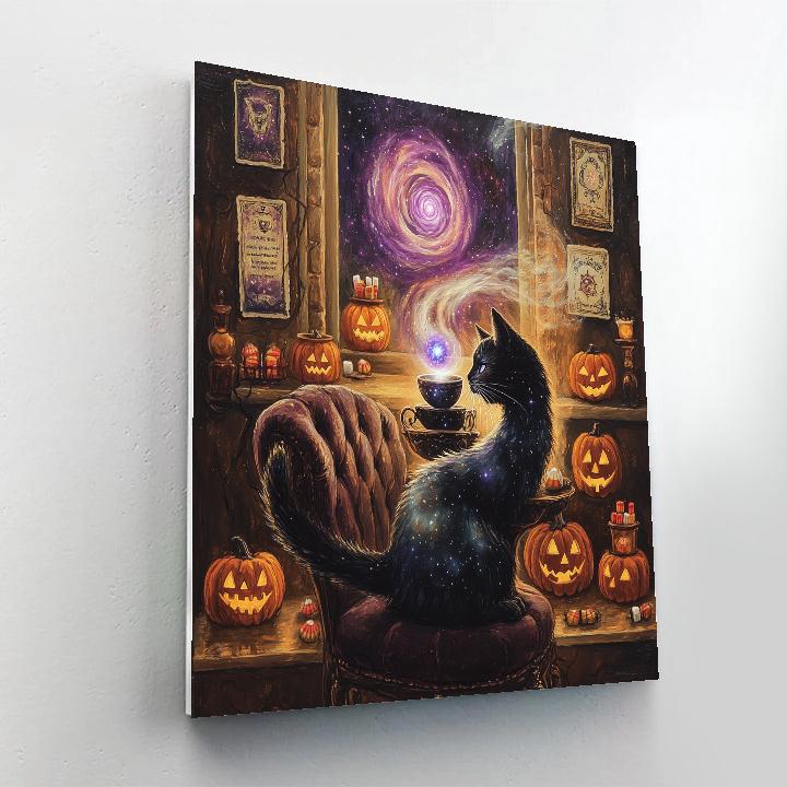 Midnight Tea With Halloween Astral Cat paint by number
