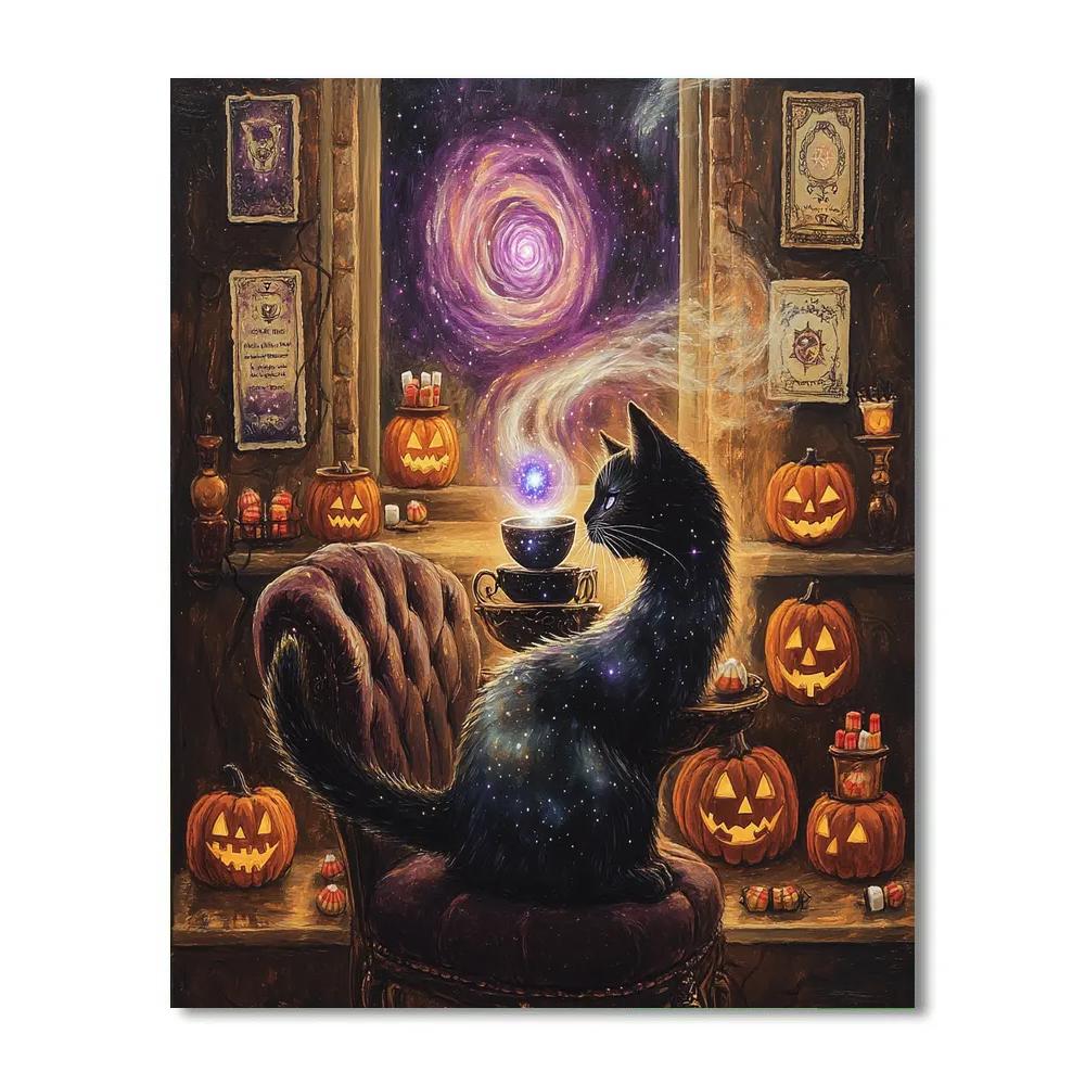 Midnight Tea With Halloween Astral Cat paint by number
