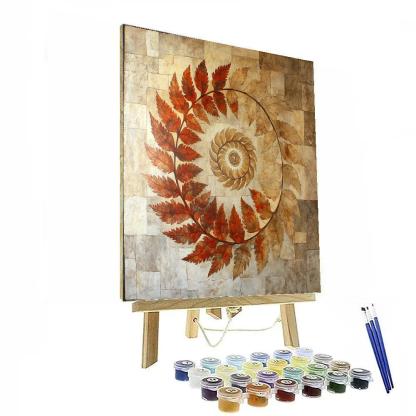 Michelangelo Inspired Fossil Fern Spiral In Limestone Light painting number kit