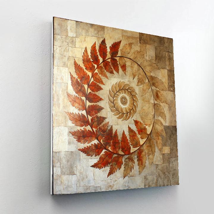 Michelangelo Inspired Fossil Fern Spiral In Limestone Light painting number kit