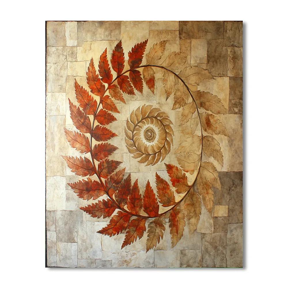 Michelangelo Inspired Fossil Fern Spiral In Limestone Light painting number kit