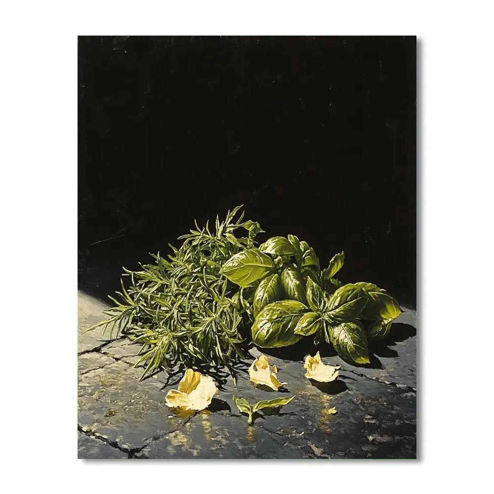 Caravaggio Inspired Midnight Herbarium Radiance paint by numbers