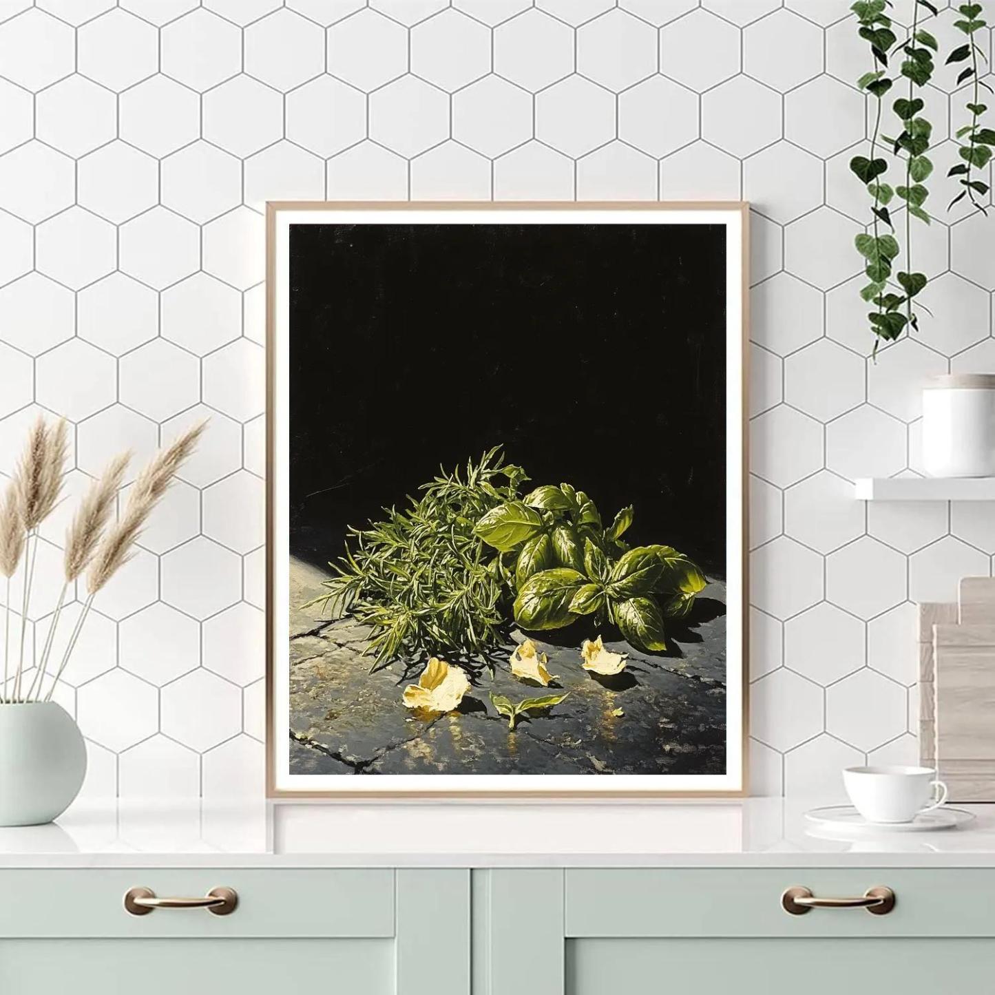 Caravaggio Inspired Midnight Herbarium Radiance paint by numbers