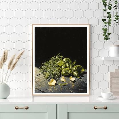 Caravaggio Inspired Midnight Herbarium Radiance paint by numbers