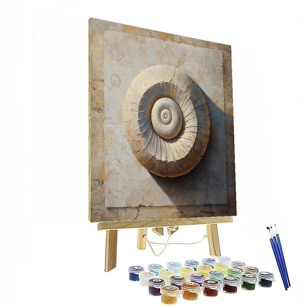 Leonardo Da Vinci Inspired Fossil Spiral Memory Painting by numbers kit