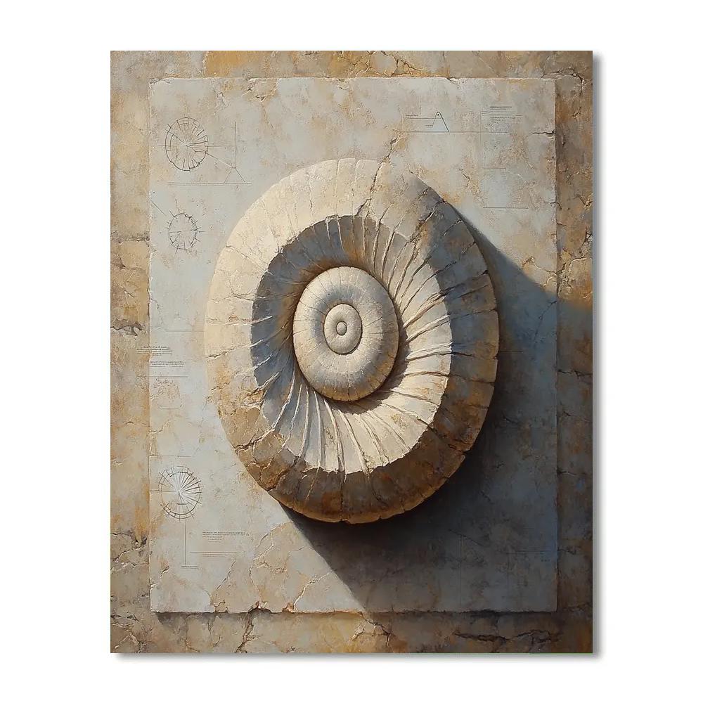 Leonardo Da Vinci Inspired Fossil Spiral Memory Painting by numbers kit