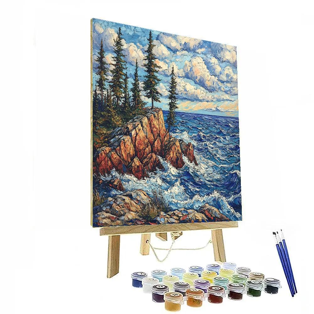 Arthur Lismer Inspired Sgraffito Gale Over Georgian Bay Ridges Number painting