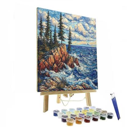 Arthur Lismer Inspired Sgraffito Gale Over Georgian Bay Ridges Number painting