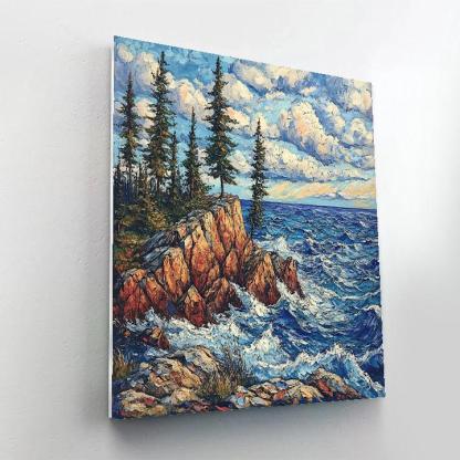 Arthur Lismer Inspired Sgraffito Gale Over Georgian Bay Ridges Number painting