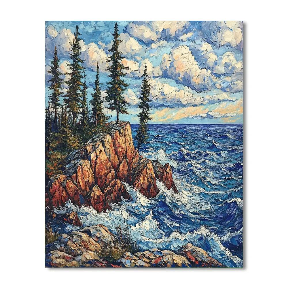 Arthur Lismer Inspired Sgraffito Gale Over Georgian Bay Ridges Number painting