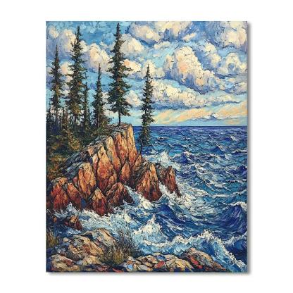 Arthur Lismer Inspired Sgraffito Gale Over Georgian Bay Ridges Number painting