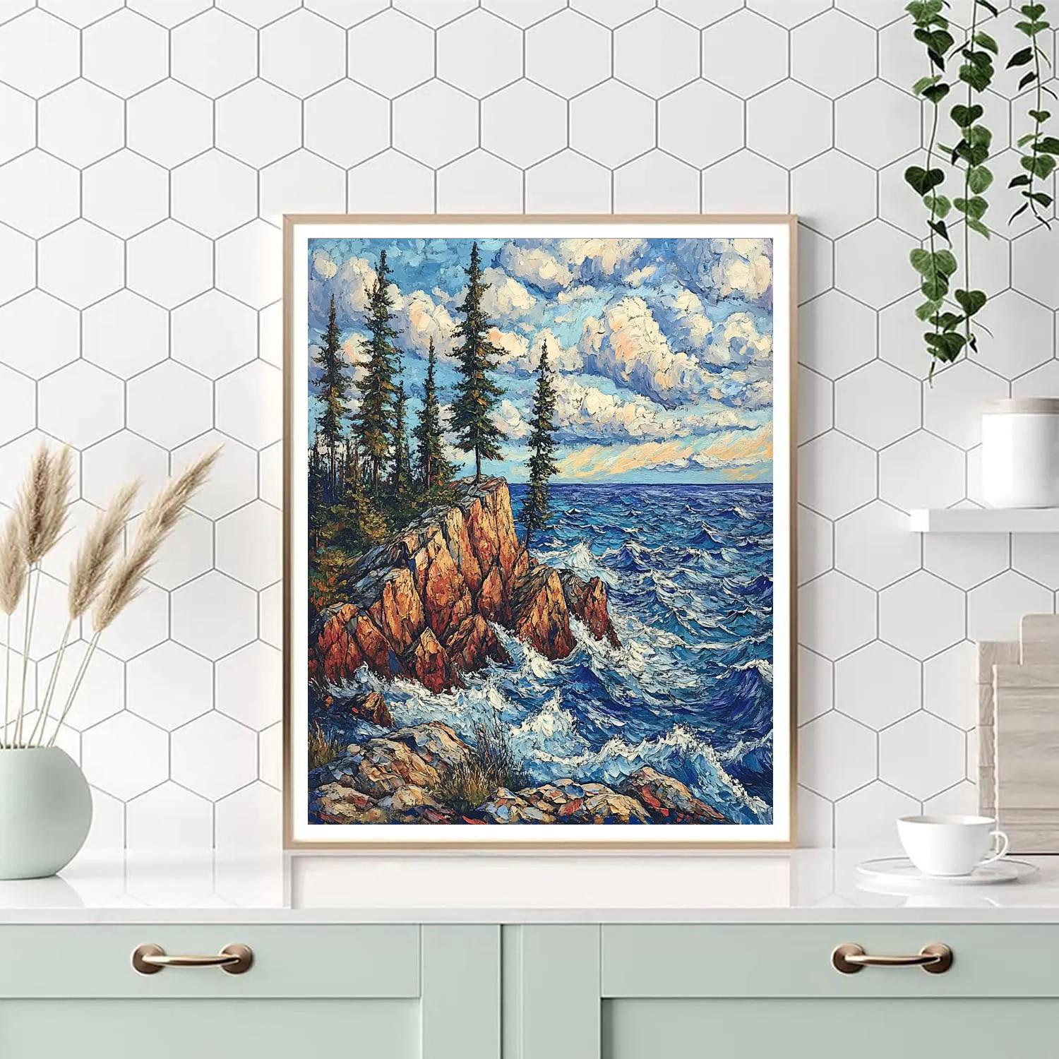 Arthur Lismer Inspired Sgraffito Gale Over Georgian Bay Ridges Number painting